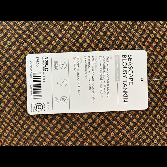 Athleta Seascape Blousy Tankini in Black sizes 34B/C AND 32B/C - Picture 6 of 7